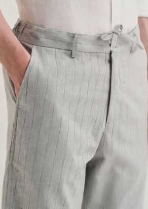 Zar a Grey Stripes Premium Classic Linen Pant