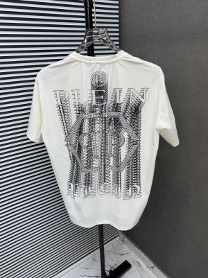 PHILIPP PLEIN WHITE 100% IMPORTED FABRIC FRONT & BACK STONE WORK CURRENT STORE ARTICLE VERY PREMIUM ROUND NECK TSHIRT 277