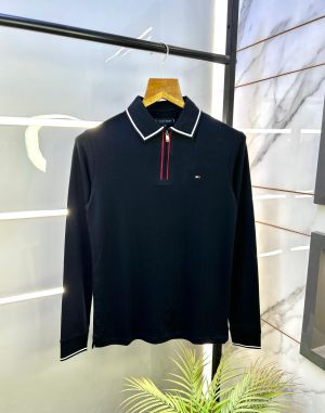 Tommy_Hilfiger Navy Polo Neck Full Sleeves Premium Collar T-shirt F2787-NY