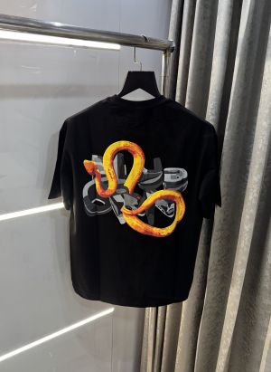 Bluorng Black Embossed Print Imported Oversized T-Shirt