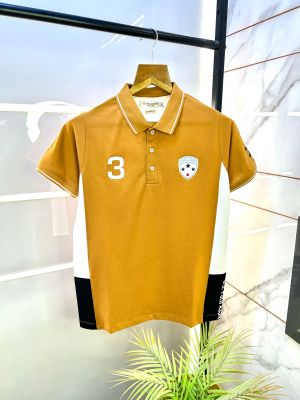 Us Polo Mustard Premium Embroidery Logo Collar Neck T-shirt F2683-MU
