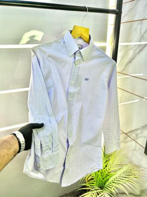 Lacost e Dark Purple Oxford Lycra Premium Checks Shirts F2706-DPU