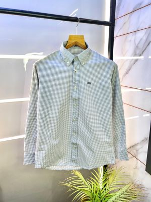 Lacost e Green Oxford Lycra Premium Checks Shirts F2706-GR