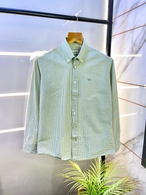 Lacost e Green Oxford Lycra Premium Checks Shirts F2706-GR