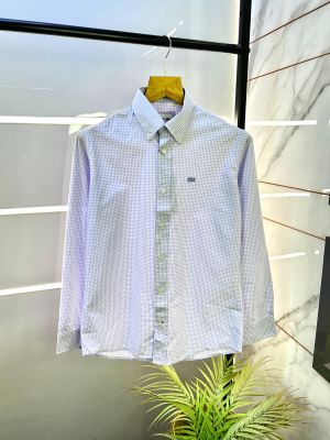 Lacost e Dark Purple Oxford Lycra Premium Checks Shirts F2706-DPU