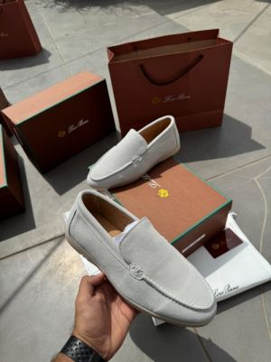 Loro Piano 18068 White Loafers