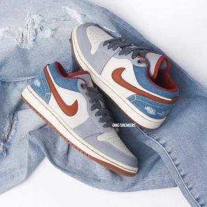 Nik_e Air Jordan Retro 1 Low Repaired Denim Men Shoes
