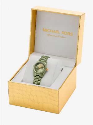 Micheal_Kors_Limited-Edition Petite Lexington Green-Tone Watch