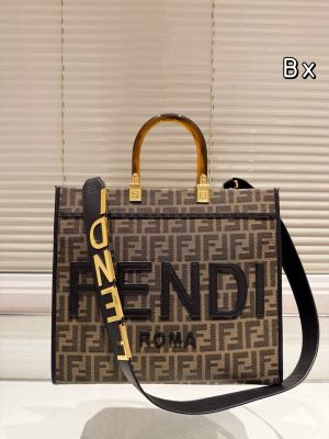 FEMD.I BROWN MONOGRAM PREMIUM TOTE WITH DUST BAG & LABUBU DOLL FREE