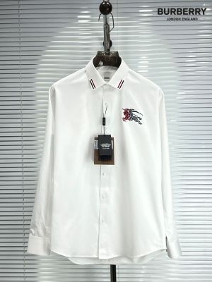 BURBERR_Y WHITE PREMIUM EMBROIDER LOGO SHIRT WITH BOX
