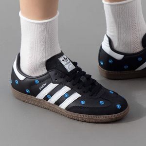 Adida_s Originals Samba OG Sneakers Light Blue Floral Core Black Women Shoes
