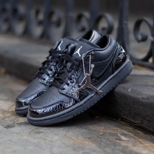 Jorda nn 1 Low Patent Black Croc semi ua 461