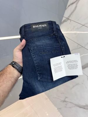 Balmai n Paris Blue Shade Premium Imported Stretchable Lycra Fabric Straight Fit Denim with Embroidered Logo 2923