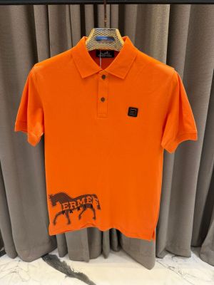 Hermes Chest Logo Polo T-shirt Orange 