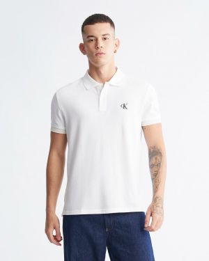 Calvin  Klein White Embroidery Logo Premium Polo T-Shirt