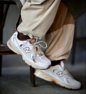 WMNS Ne w Balance 530 White Brown Running Shoes WMNS Ne w Balance 530 White Brown Running Shoes