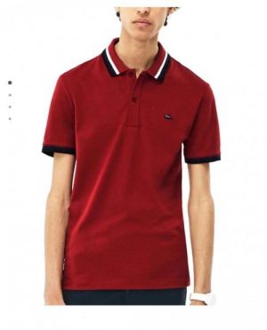 Lacost e Maroon Premium Polo T shirt With 240 gsm interlock cotton lycra fabric and Collar Design with Embroidered Logo 2555
