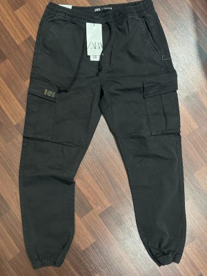 ZAR-A NAVY BLACK CARGO JOGGERS 6 POCKETS
