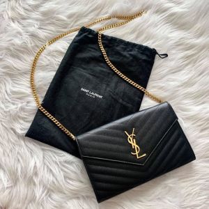 Ysl Envelope Bag Black Silver With Original Box Packaging