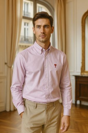 AMI PARIS PREMIUM SHIRT SEMI LINEN FABRIC FULL purple