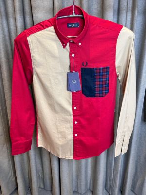 FRED PERRY BEIGE RED PREMIUM MULTI COLOR PREMIUM SHIRT