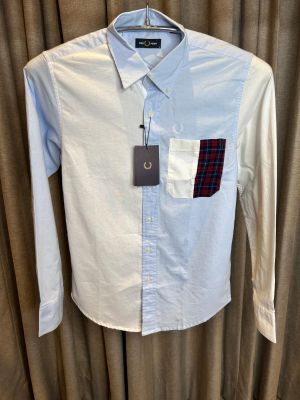 FRED PERRY WHITE BLUE  PREMIUM MULTI COLOR PREMIUM SHIRT