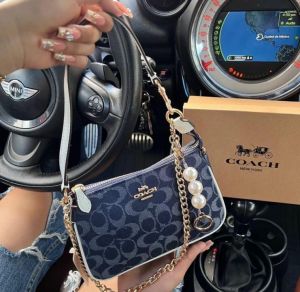 Coach_Nolita_19_Denim-Wht_With_OriginalBox_DustCover_ChainBelt_PearlCharm