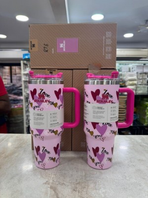 Stanley x Pink Love Quencher H2 O FlowState Tumbler 40 OZ Hot Pink