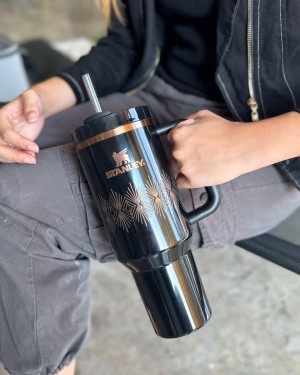 Stanley x Deco Collection Quencher H2 O FlowState Tumbler 40 OZ Black