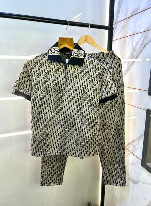 Christian Dio r Imported Monogram Print Gold Premium Track Suit Brand Carry Bag Packing F2762-GO