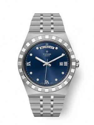 Tudor Royal Day Date Silver Blue Diamond Initials