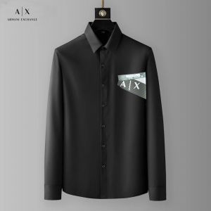 Arman i Exchange Black Premium Emboss Logo 100% Giza Cotton Fabric Shirt With custom Branded Button Tagging And Brand Packing 2962