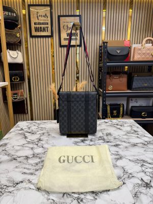 GUCC_I GG LUXURY SIDE BAG WITH DUST BAG BLACK CHEKS 
