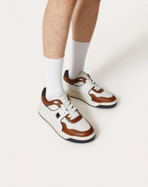 ....Valentin.o garavani one stud low top nappa sneaker white brown 435
