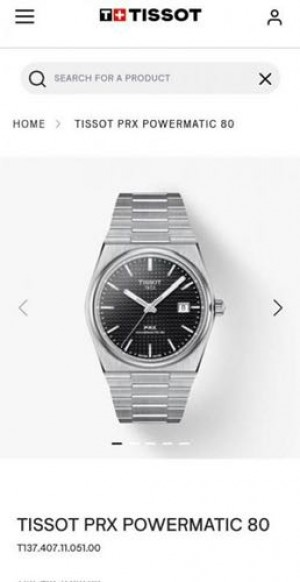 TISSO T PRX PREMIUM WATCH BACK OPEN