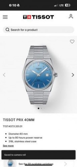 TISSO T PRX PREMIUM WATCH BACK OPEN