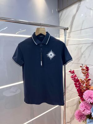 Amir i Navy Premium Cotton Lycra Pique fabric Polo Tshirt with Collar Design and Emboss Logo 2992