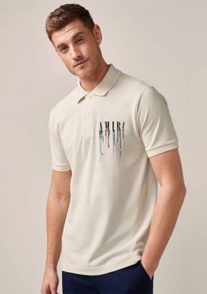 Amir i White Premium Cotton Lycra Pique fabric Polo Tshirt with Collar Design and Emboss Logo 2993