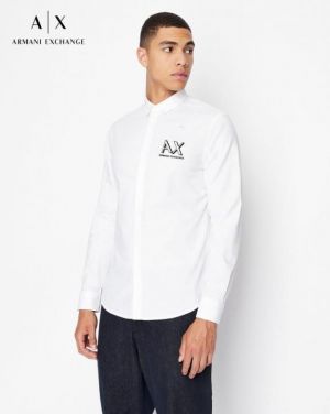 Arman i Exchange White Premium Shirt With custom Branded Button Tagging with Embroidered Logo Design And Brand Packing 2493