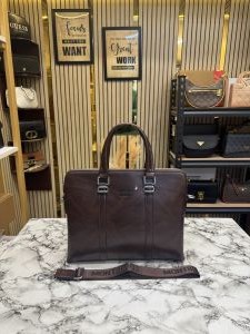 Mont blanc Polished Premium Quality Laptop Bag (Dark Brown)