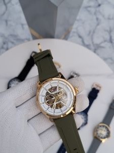 Tommy_Hilfiger Automatic Silicon Belt Green Gold Black 145