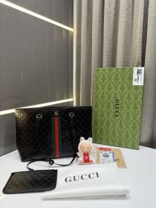 GUCC.I OPHIDIA BLACK PREMIUM TOTE BAG WITH OG BOX & DUST BAG WITH LABUBU DOLL GIFT