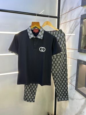 Gucc i Imported Black Monogram Print Super Premium Track Suit With Brand Carry Bag F2823-B1