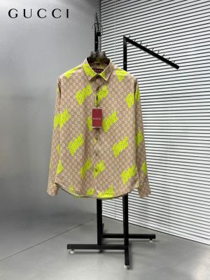 Gucc_i Box Pack Full Sleeves Shirt Brown Lime