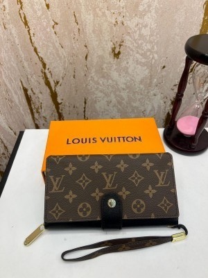 LOUIS VUITTO_N PREMIUM LONG WALLET WITH OG BOX AAA 61728 ( BLACK )