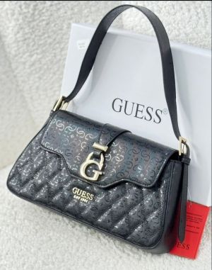 GUESS ADI FLAP SHOULDER BAG WITH OG BOX AND DUST BAG WITH CARRY BAG (BLACK)