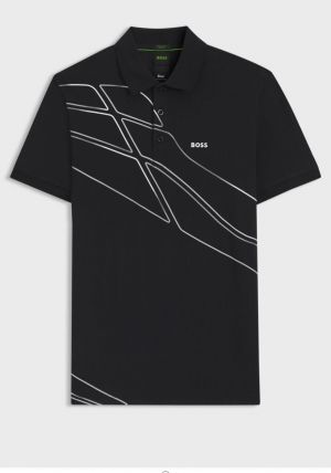 Hugo  Boss Black Printed Premium Polo T-Shirt