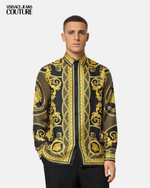 Versace Borroco Pack Full Sleeves Shirt Black Gold