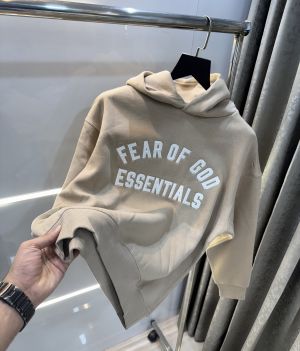 Essential Cream Logo Work Imported Premium Hoodie