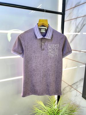 Loewe Logo Purple Premium Back Printed Collar Neck Polo T-shirt F2802-PU